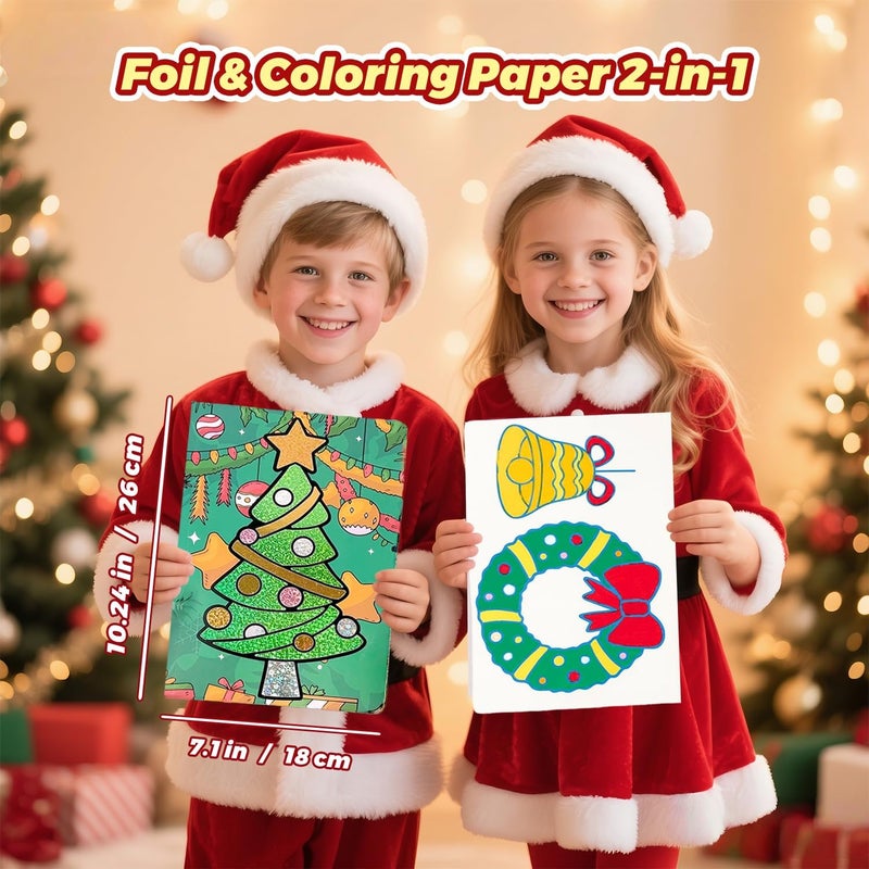 NaTuGi Foil Art Fun for Kids - Christmas Theme Arts and Crafts Kits，Kids Fun Art Supplies ，Creative Birthday Gift ，Travel Toys，Suitable for Girls and Boys Craftikit (Christmas) - Image 4